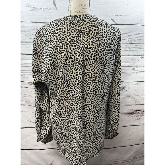 Express large long sleeve black and tan animal print blouse - CP - Picture 2 of 5